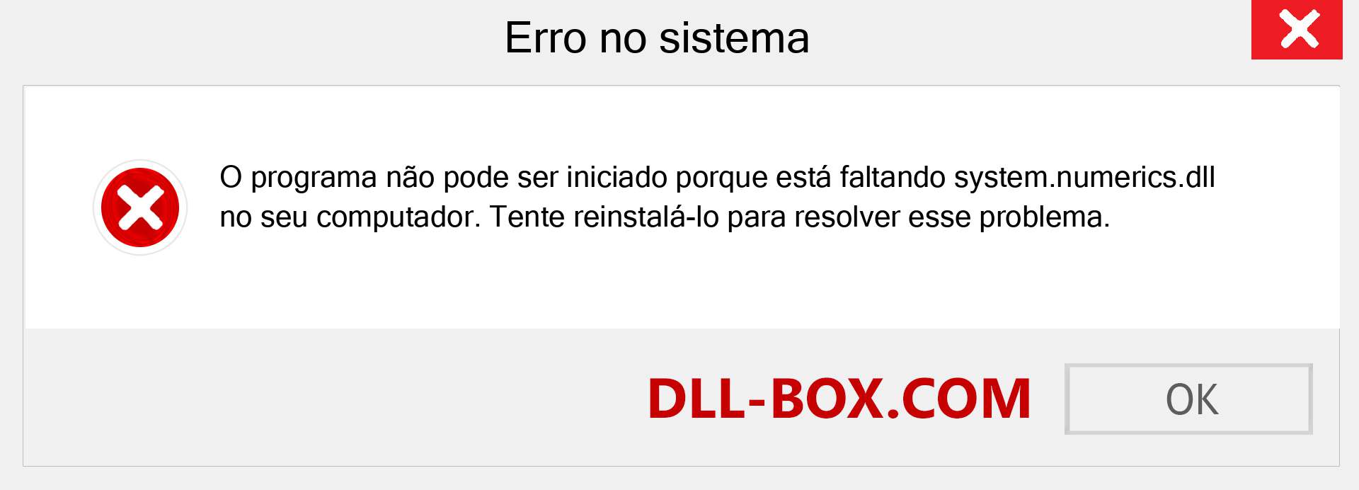 Arquivo system.numerics.dll ausente ?. Download para Windows 7, 8, 10 - Correção de erro ausente system.numerics dll no Windows, fotos, imagens